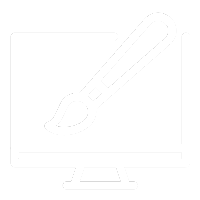 white icon with a computer screen and a paint brush across the screen reflecting the design process with Paramount Home Improvements